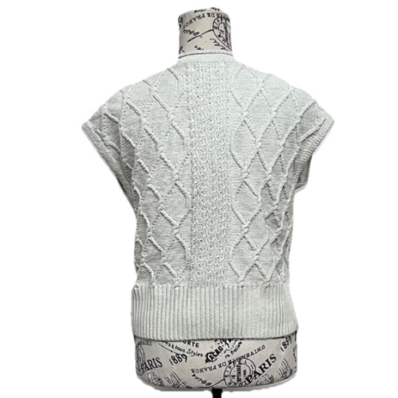 Rachel Zoe Ivory Cable Knit Sweater Vest Women’s XS | Fisherman Anglercore - Picture 5 of 10